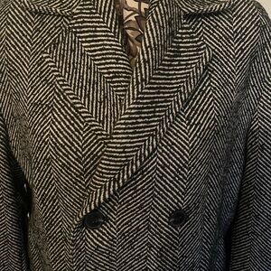 INC International Concepts Black and White Pea Coat